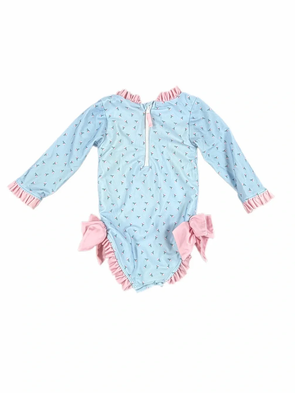 CECIL and LOU Baby Girl Long Sleeve Floral Ruffle Rashguard Swimsuit - 9M